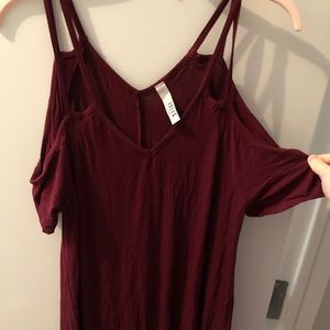 Rich red / maroon cold shoulder dress